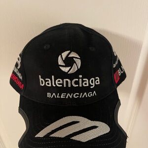 Balenciaga Black and White Embroidered Cap